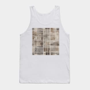 Brown and Beige Watercolor Abstract Grid Tank Top